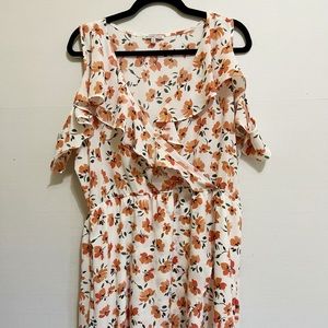 Orange & White Floral Charlotte Russe Plus High Low Dress